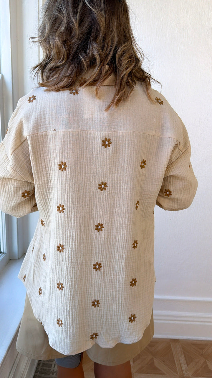 Floral Days Button Up, Taupe/Brown
