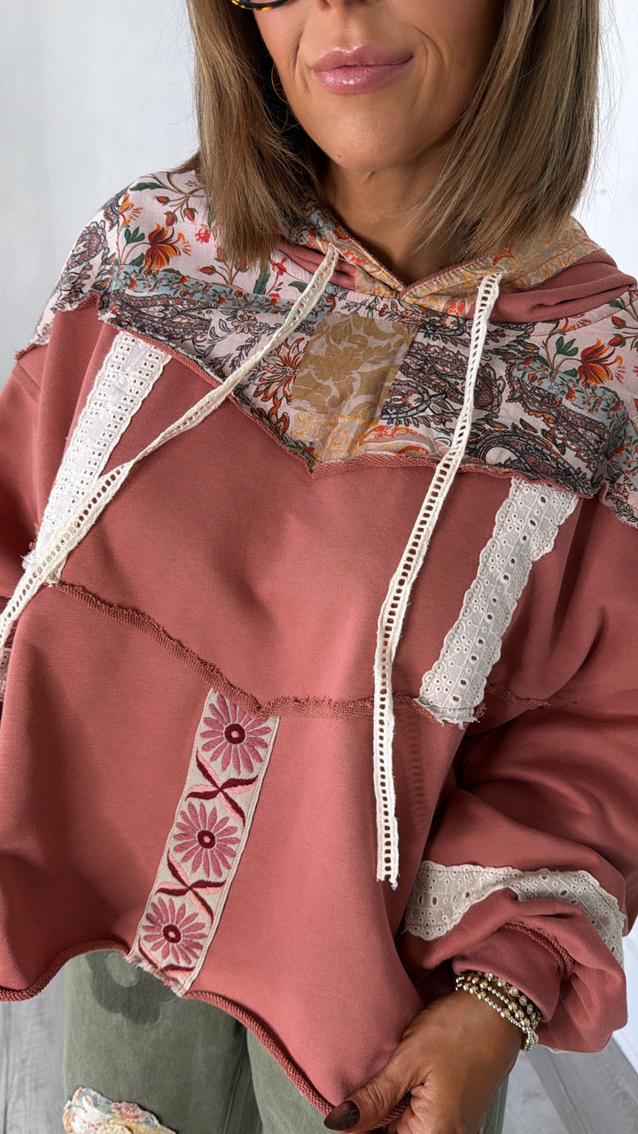 Sugar Stitch Hooded Sweater, Ginger