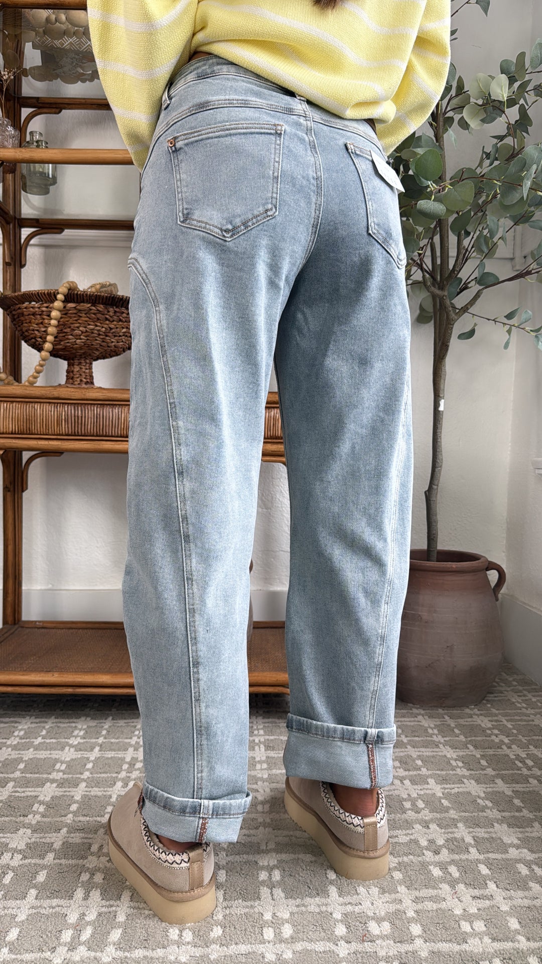 SAIGE: Studio Ready Barrel Jeans, Medium Light
