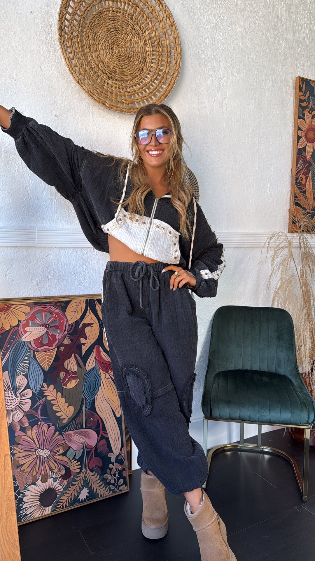 Studded Jogger, Black