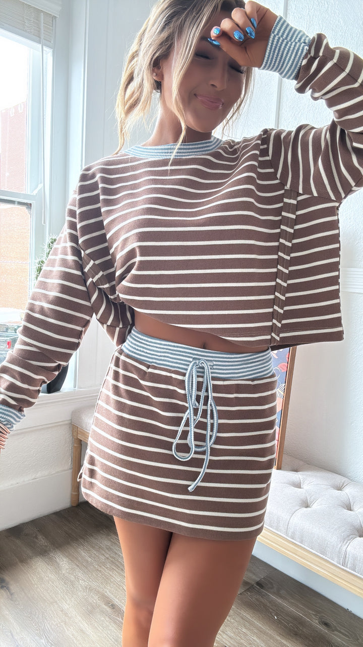 The Stripe Edit Two Piece Set, Mocha