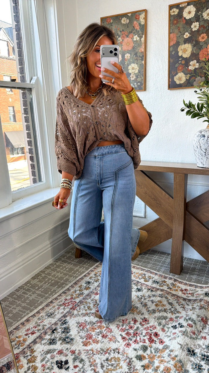 Driftwood Crochet Top, Powder Cocoa