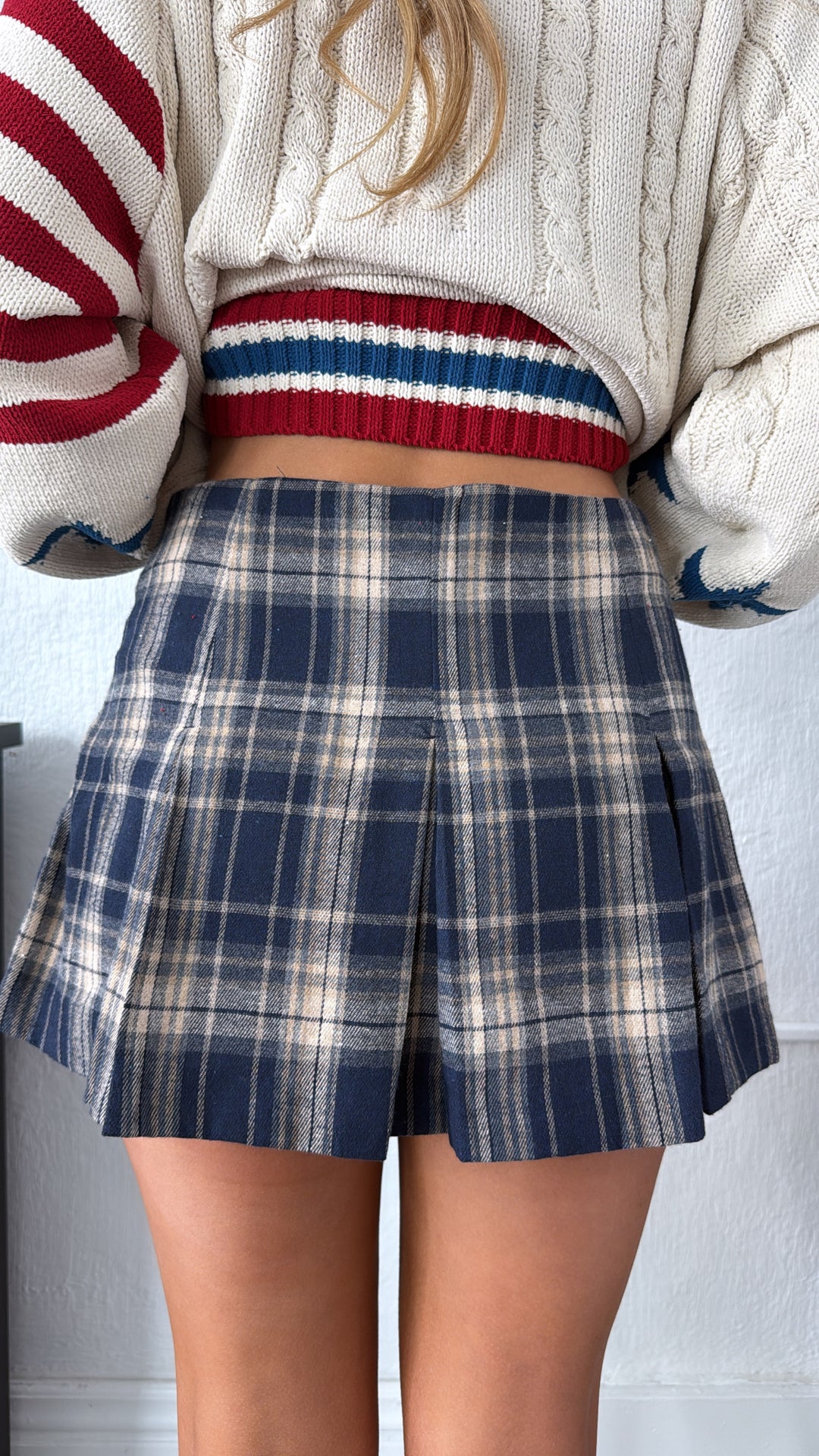 Plaidwood Skort, Midnight Navy