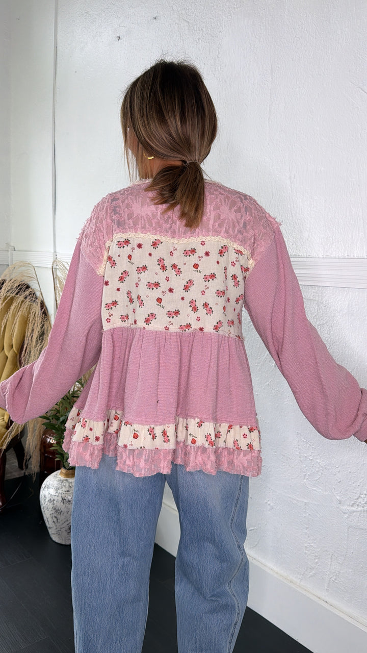 DOORBUSTER: POL Simple & Sweet Blouse, Dusty Pink