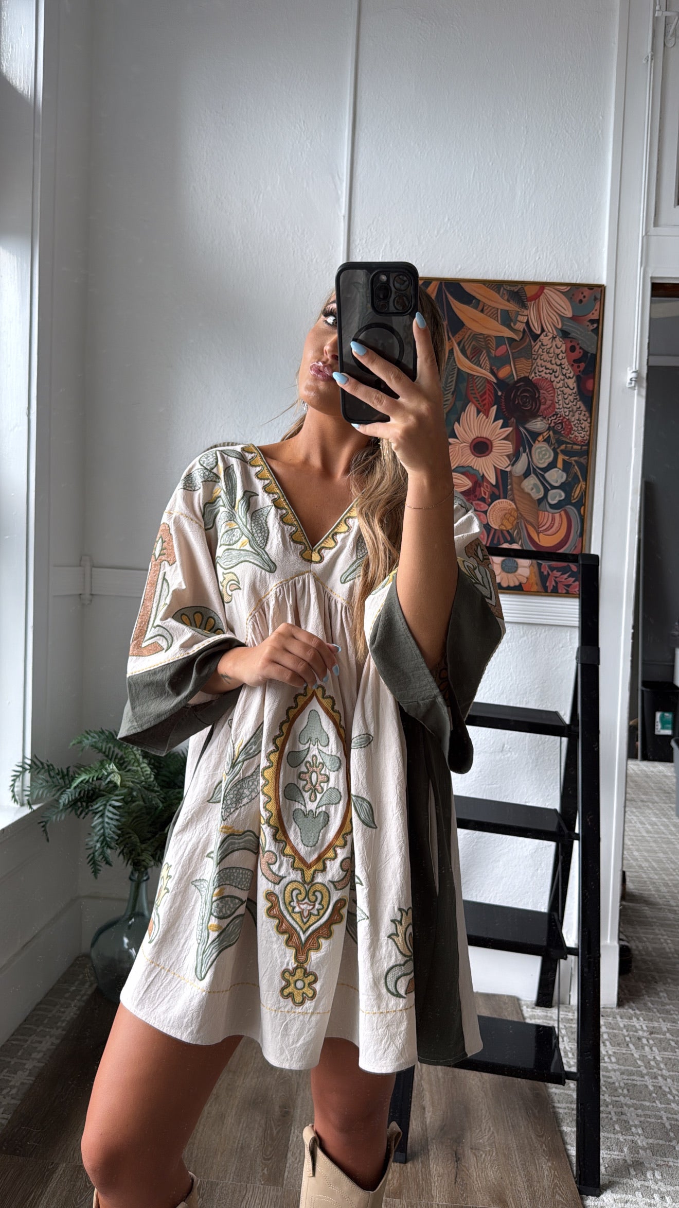 Vintage Love Boho Embroidered Mini Dress, Ivory – Everyday Chic