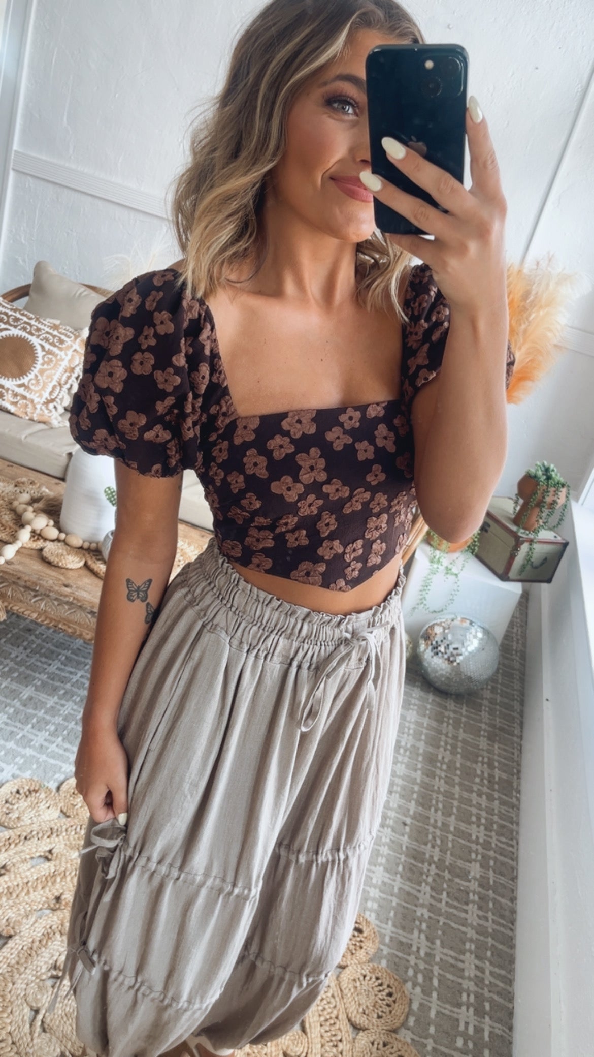 Ready or Not Balloon Sleeve Blouse, Brown – Everyday Chic Boutique