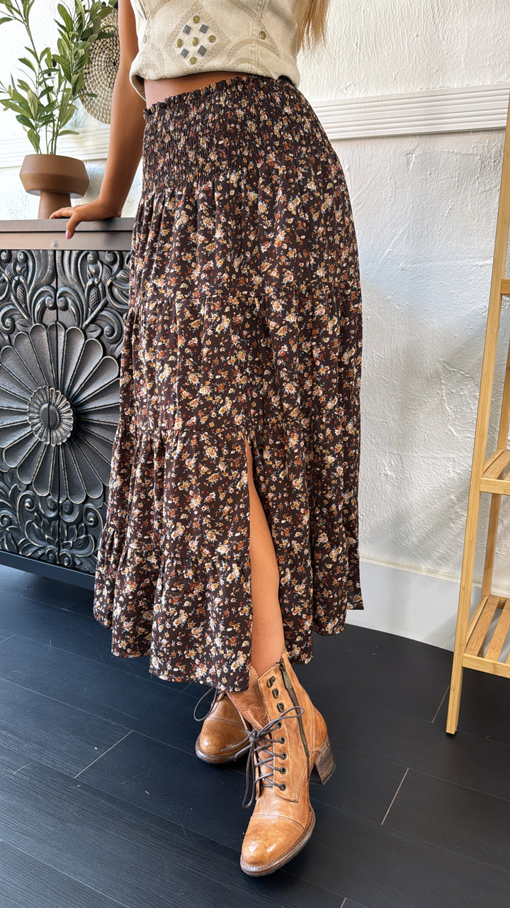 Toffee Thread Maxi Skirt, Espresso Combo