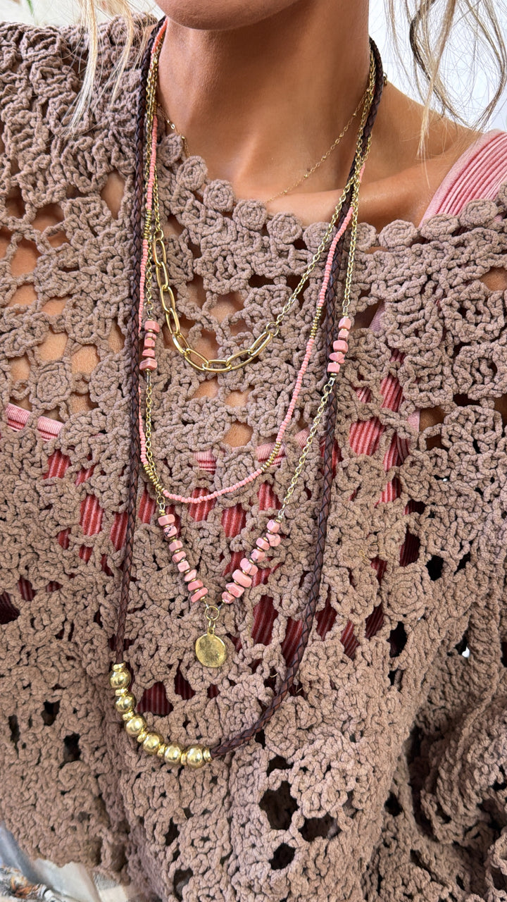 Tahila Layered Necklace, Blush