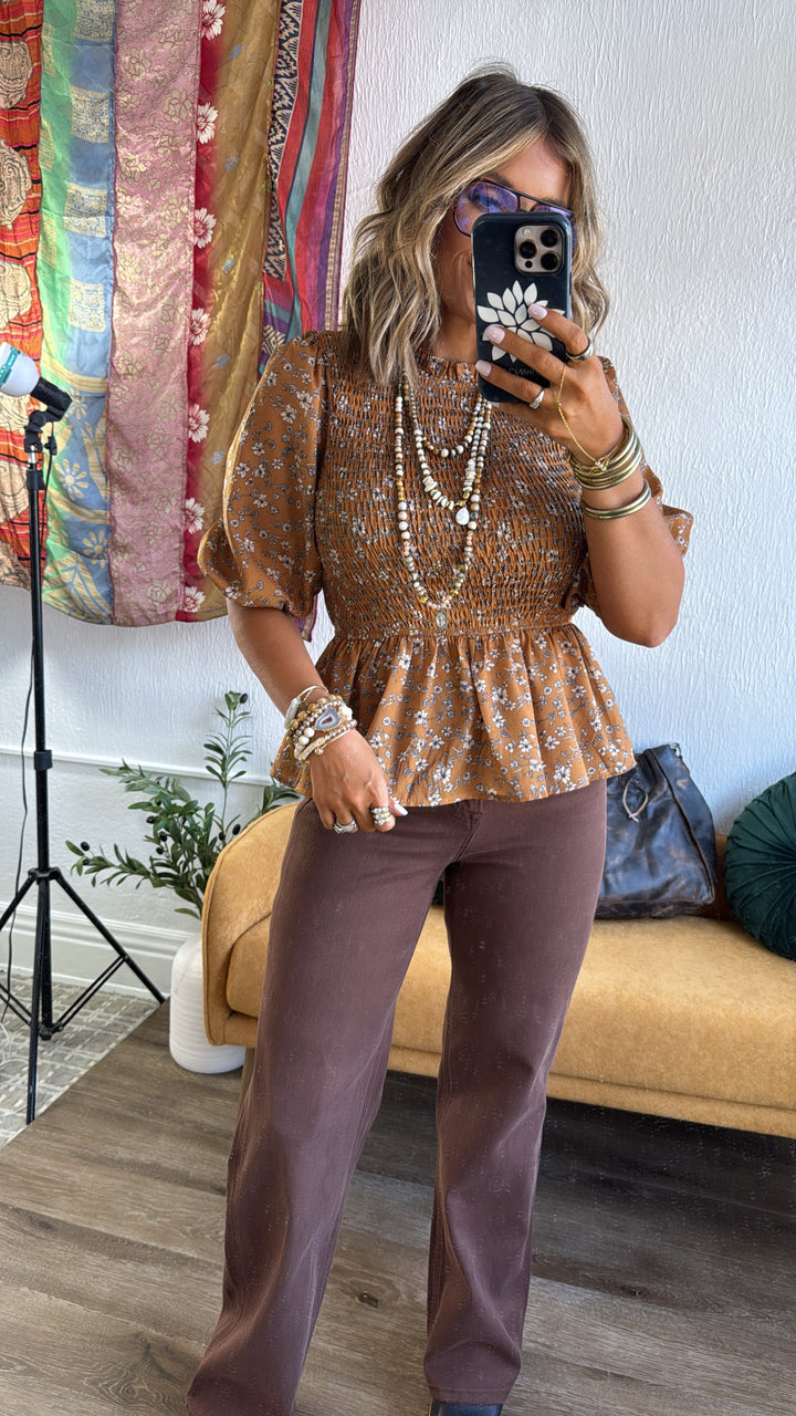 Opal Mae Floral Blouse, Brown Multi