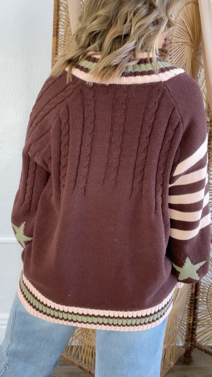 Willow Haven Knit Cardigan, Choco Multi