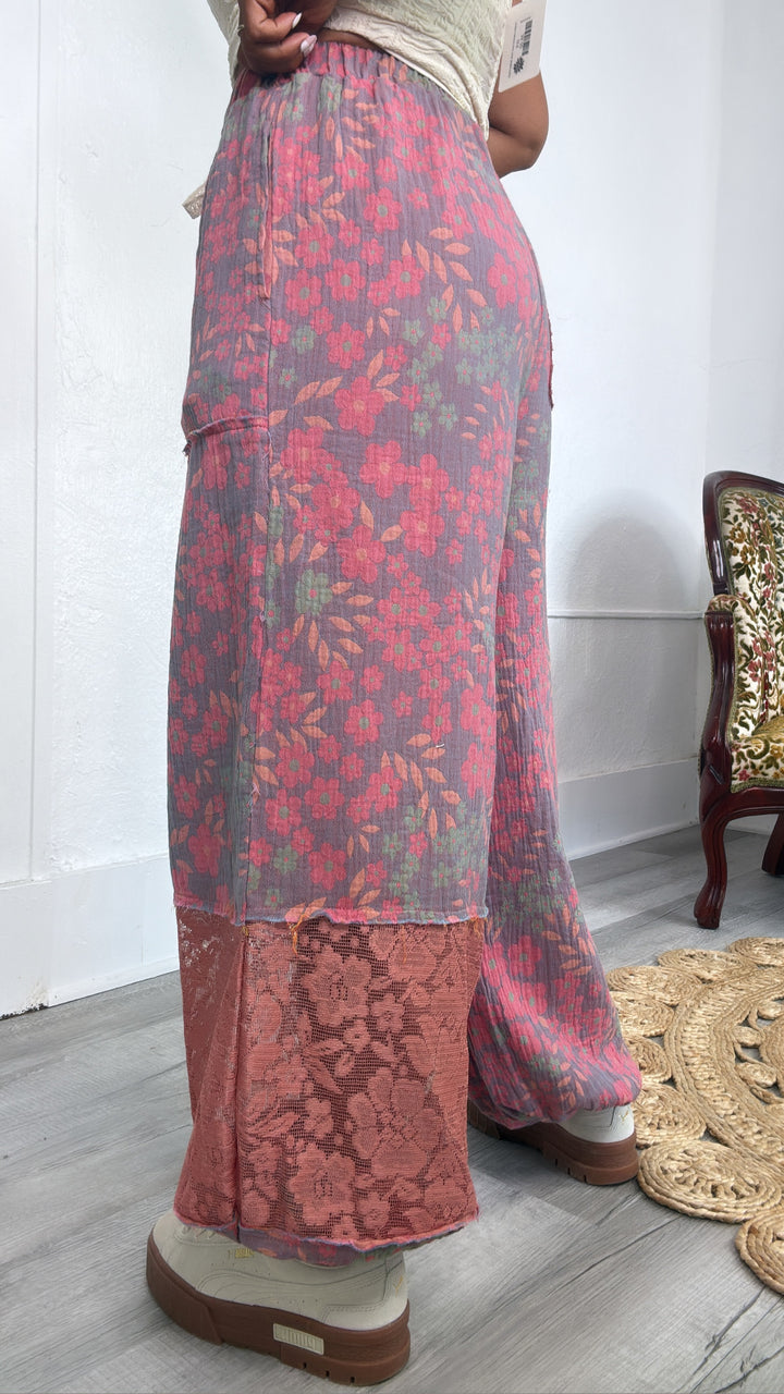 New Wave Floral Boho Jogger, Lavender/Coral