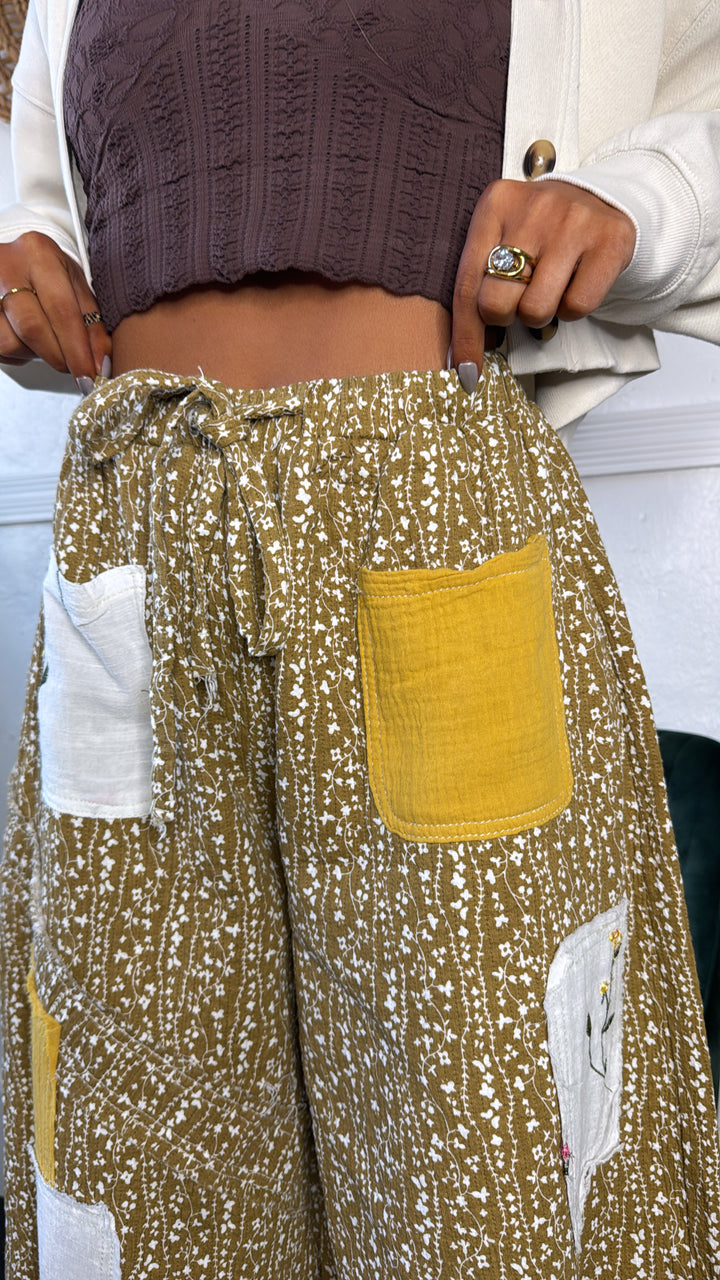 Golden Hour Patched Jogger, Mustard
