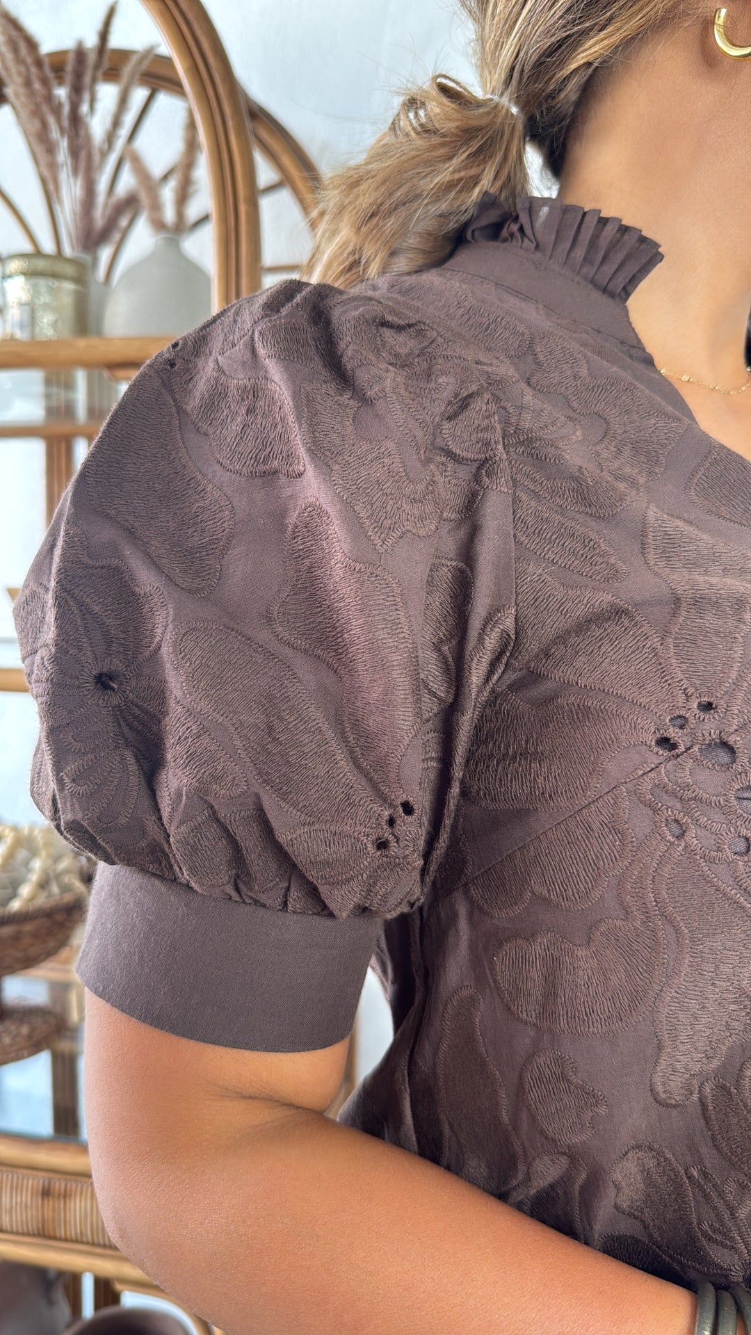 Gathered With Grace Blouse, Brown