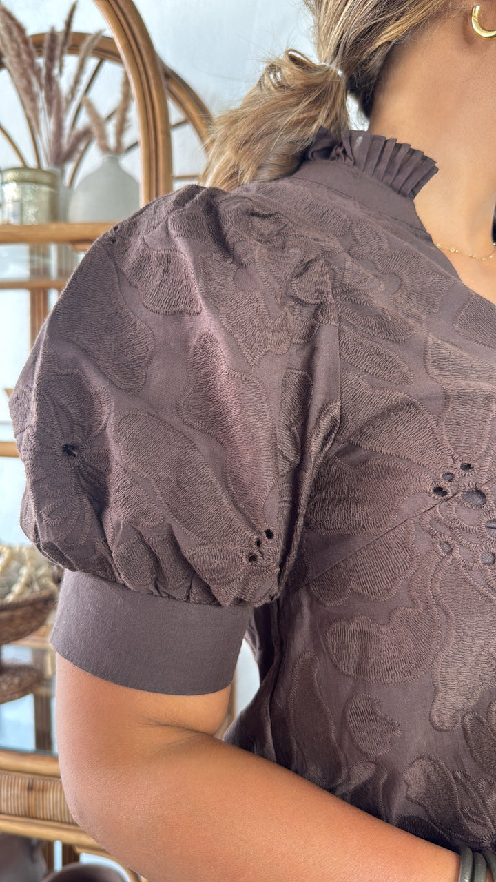 Gathered With Grace Blouse, Brown