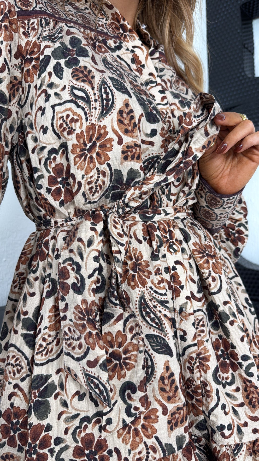 Bluewood Bloom Mini Dress, Cream/Brown