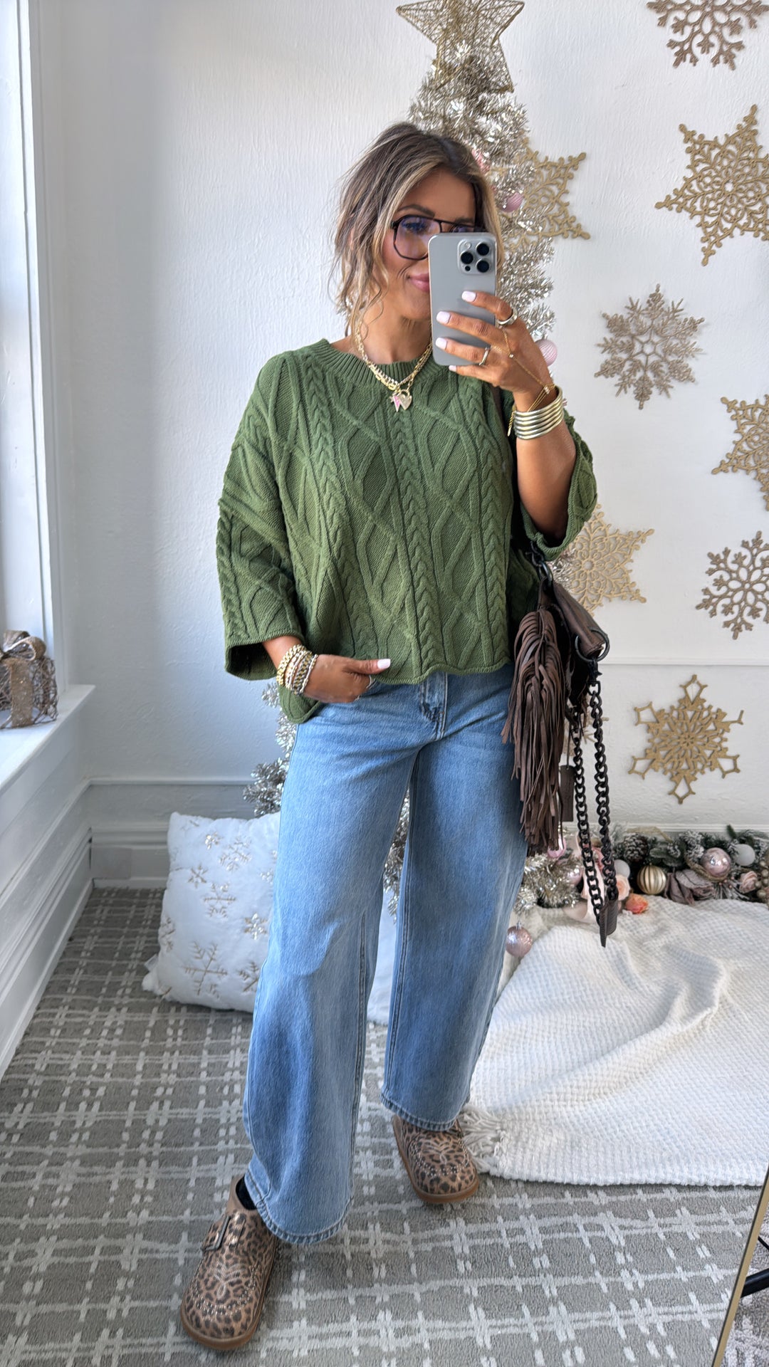 Winter Washed Knit Sweater, Olive