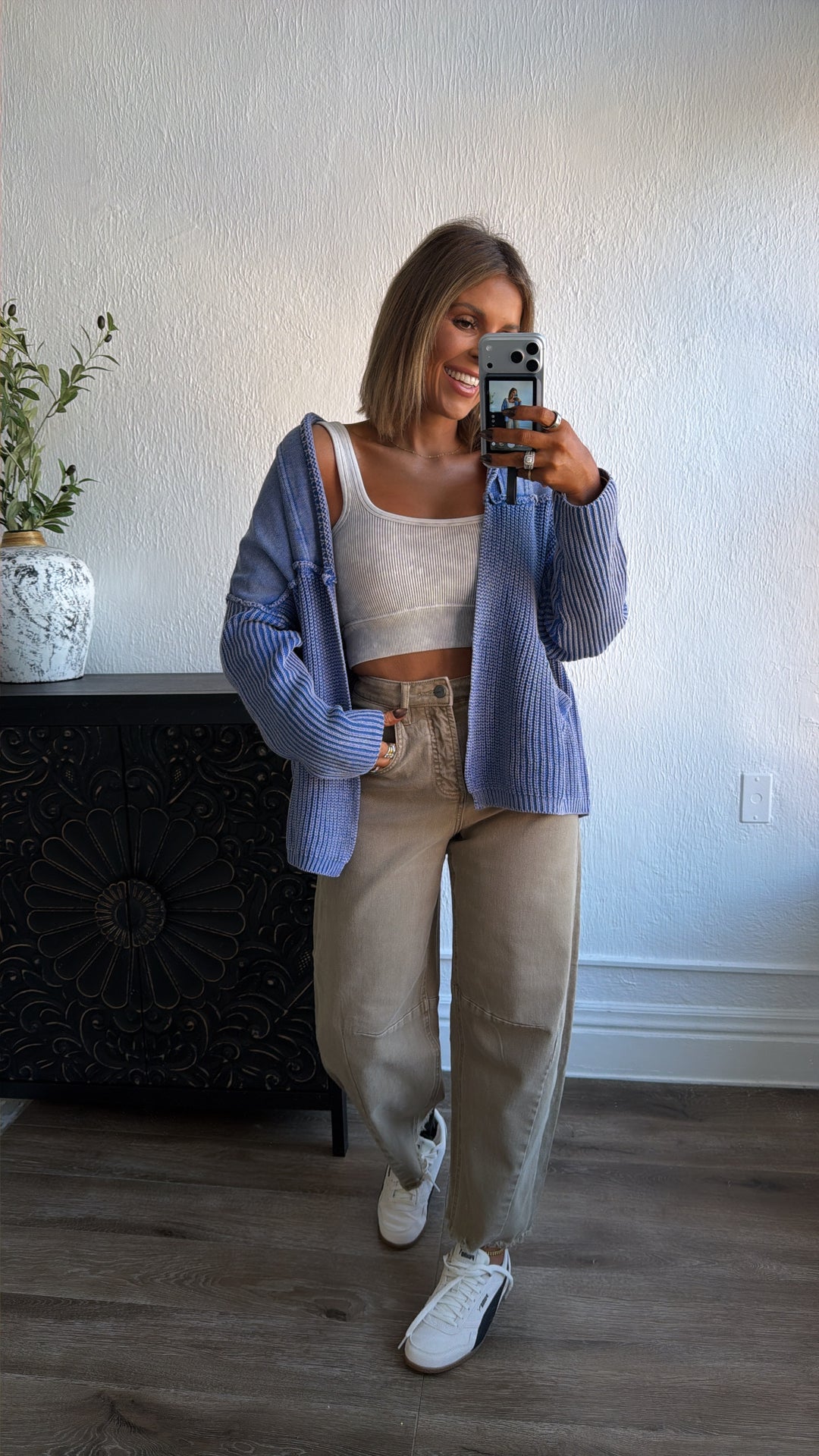 DOORBUSTER: Cable Knit Cardigan,  Washed Blue