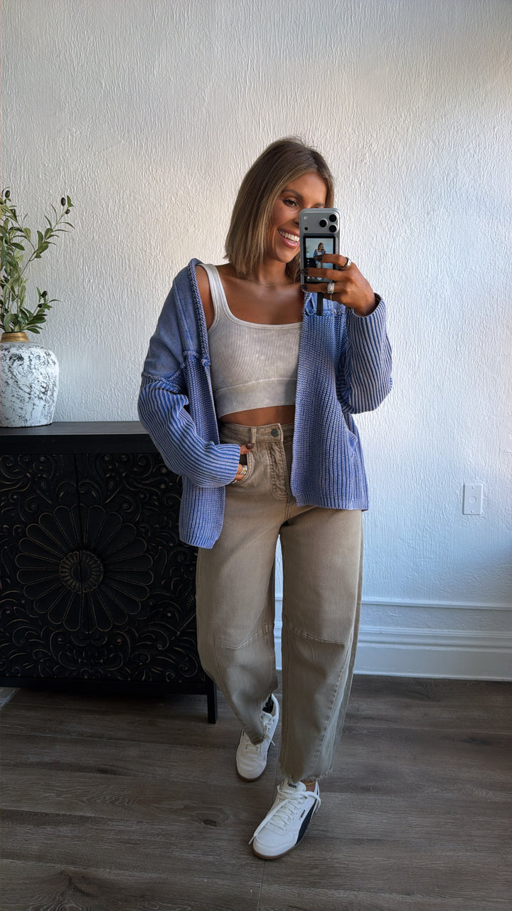 DOORBUSTER: Cable Knit Cardigan,  Washed Blue