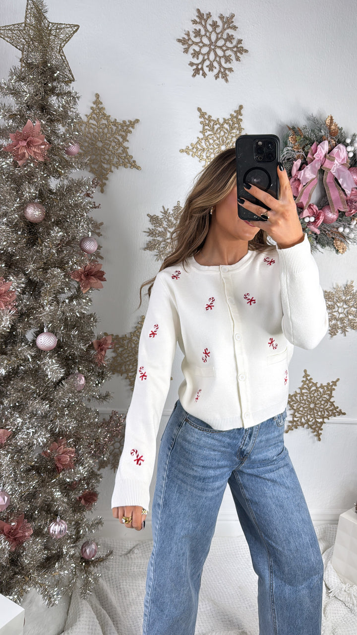 Candy Cane Lane Sweater, Cream