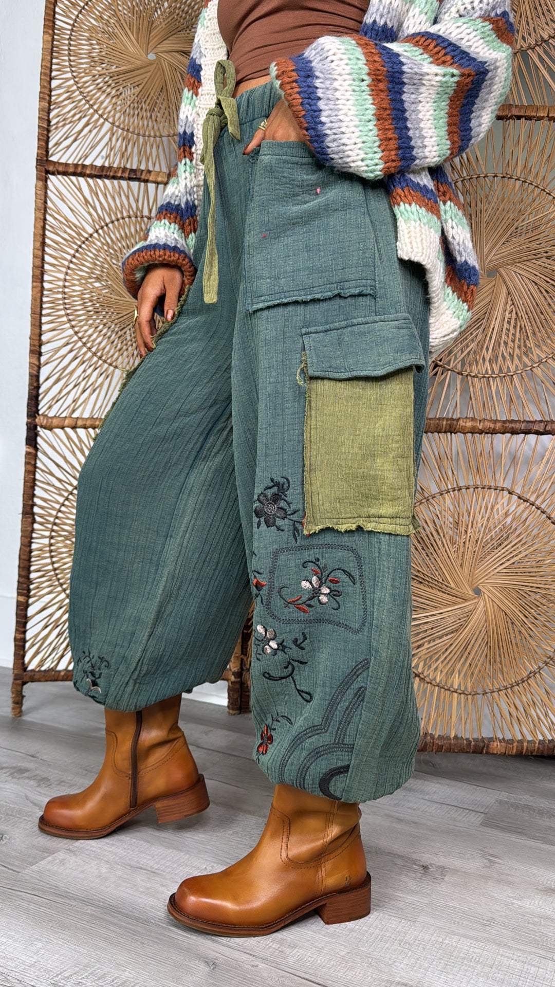 Terra Embroidered Jogger, Forest Teal