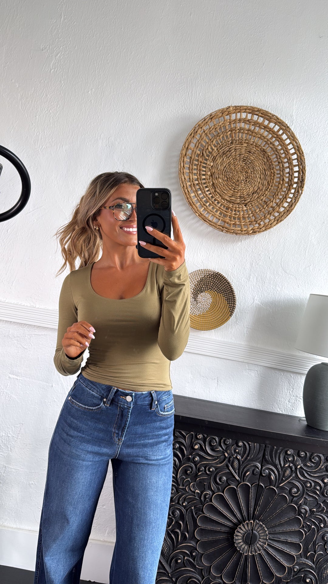 Everyday Essential Long Sleeve Basic Top, Green