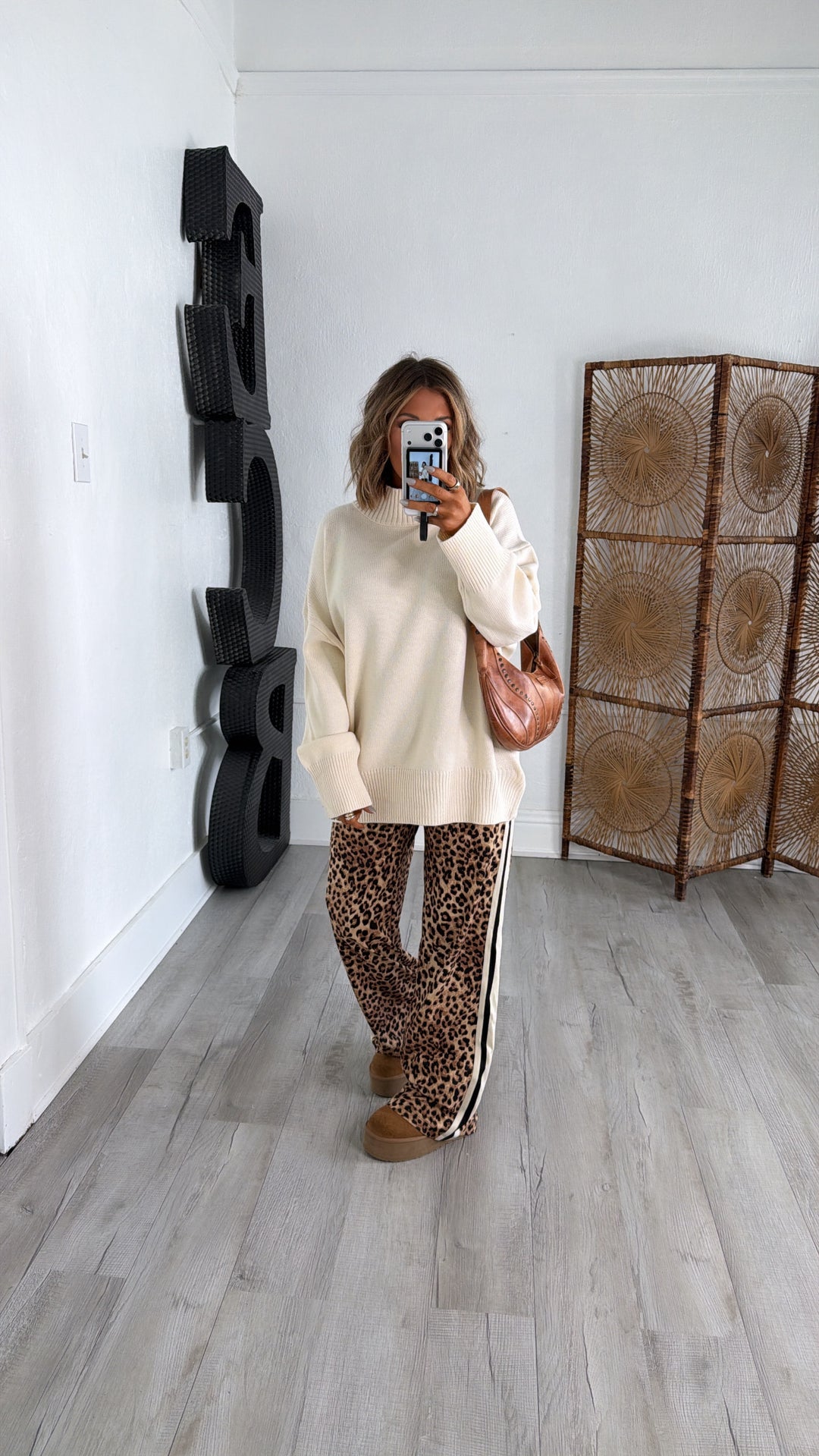 Soft Ember Mock Neck Sweater, Cream