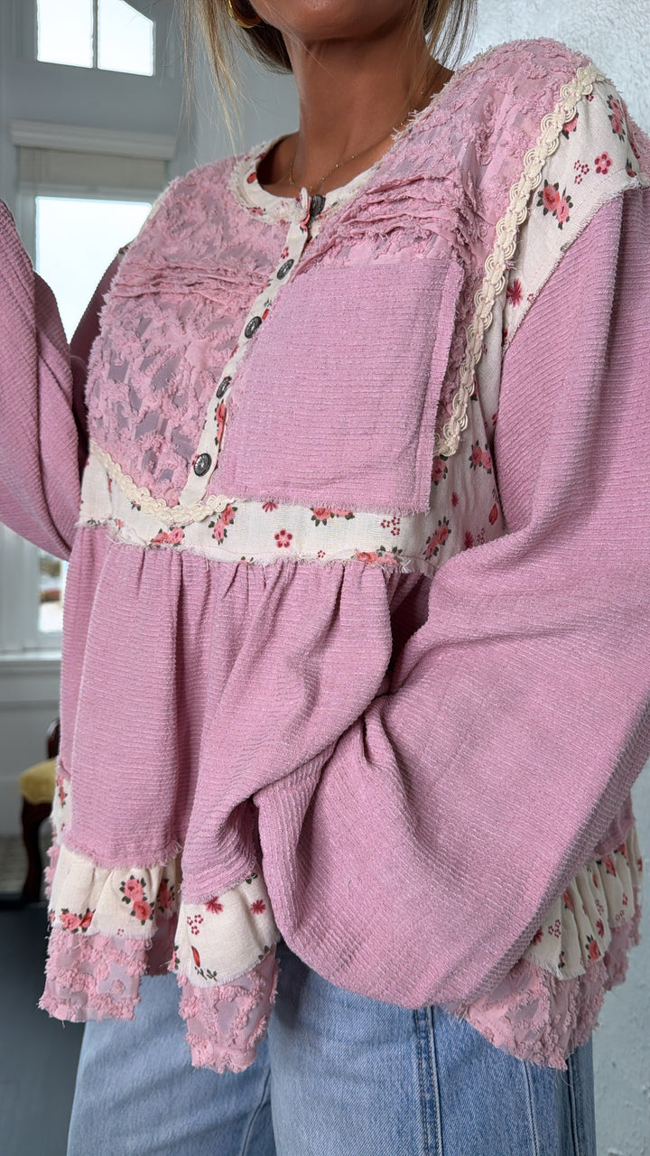 DOORBUSTER: POL Simple & Sweet Blouse, Dusty Pink
