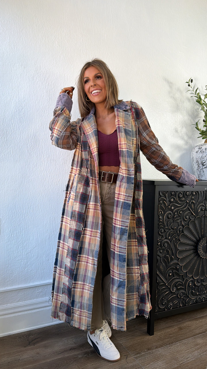 Stop & Stare Washed Plaid Jacket