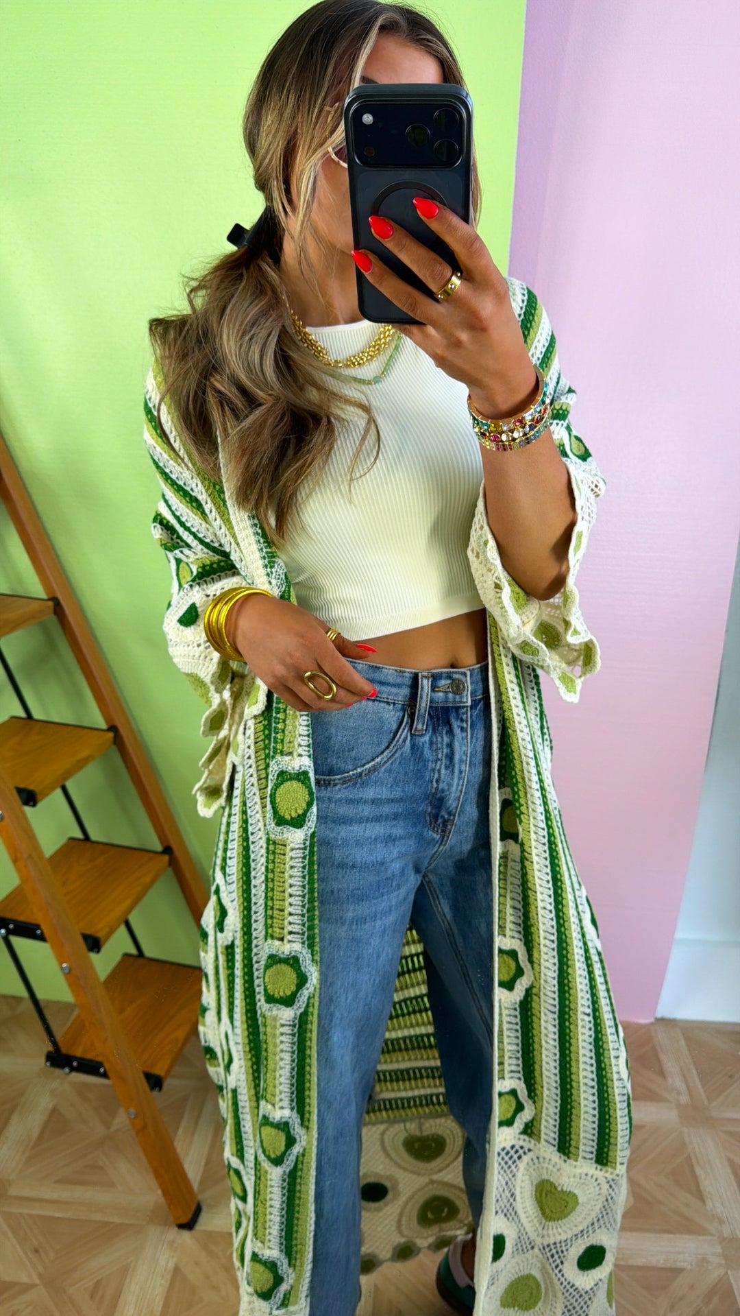 Lemon Lime Citrus Cardigan, Green Multi