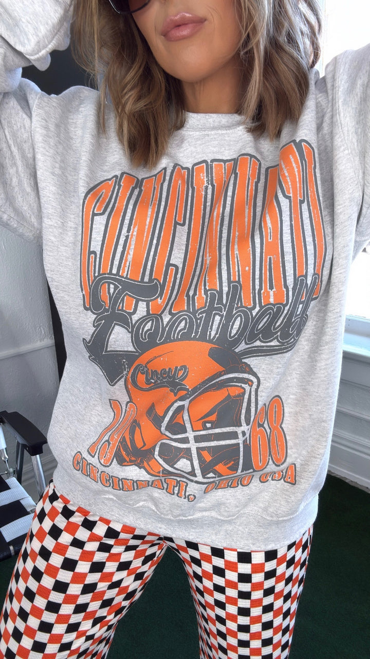 90's Cincinnati Football Oversized Sweatshirt, Grey