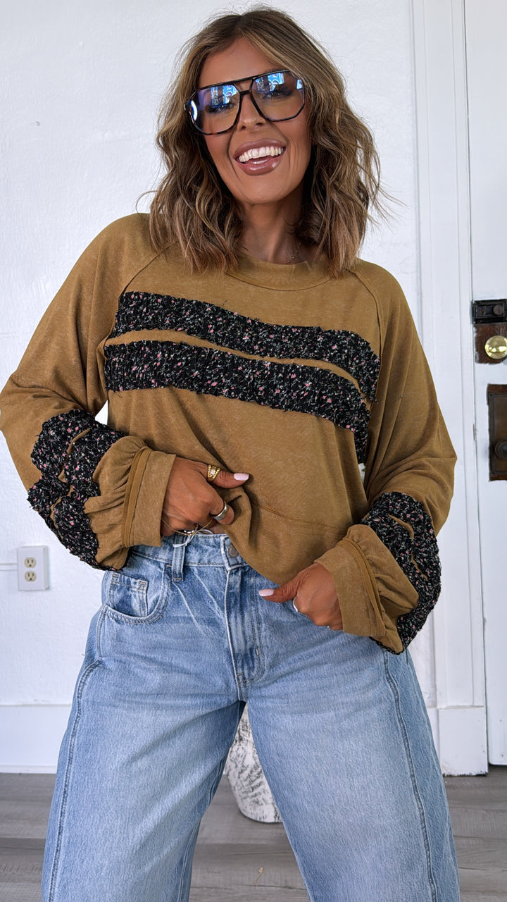 Lumora Long Sleeve Top, Rusted Ochre