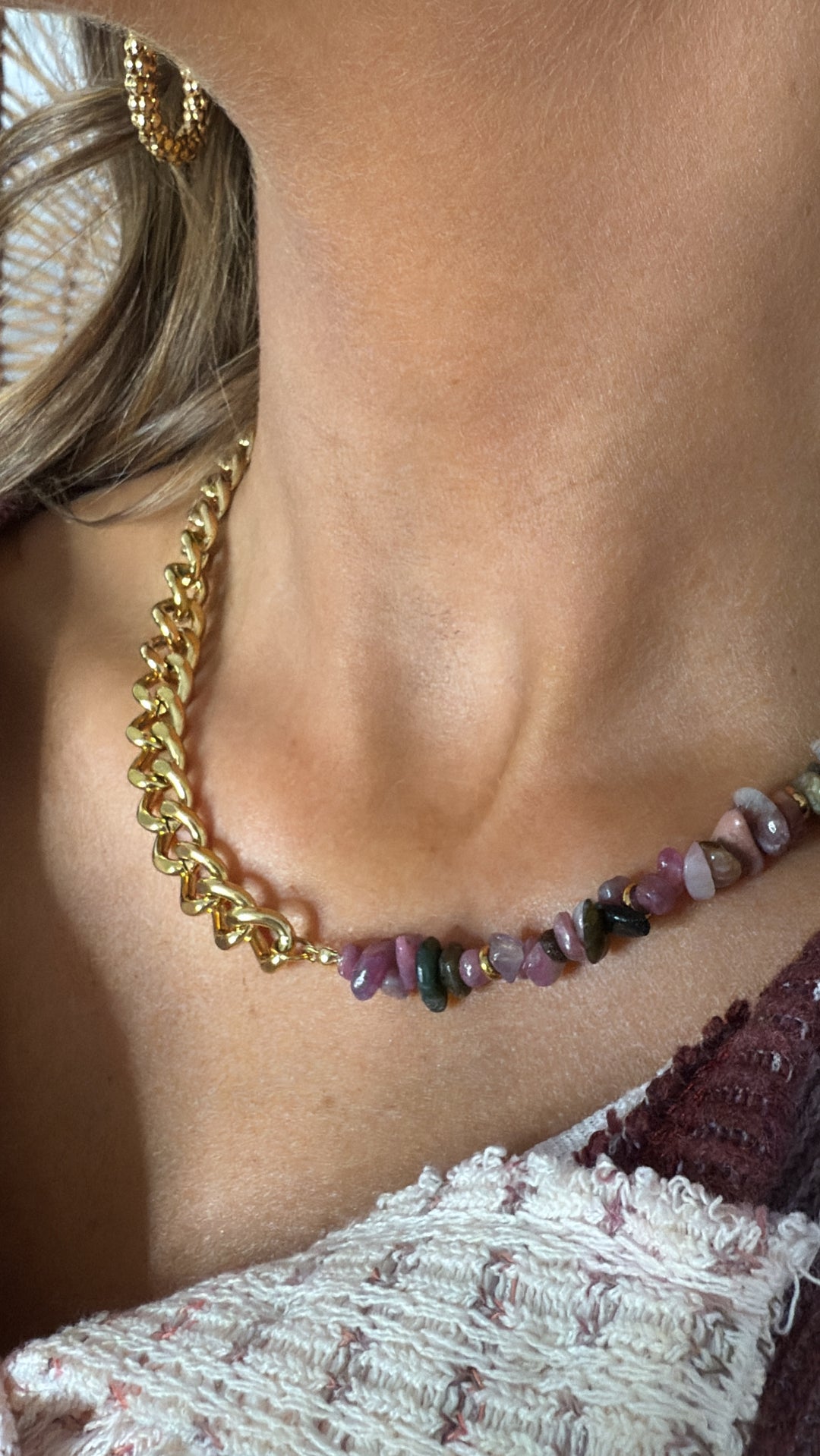 Treasure Jewels: Mauve Stone & Chain Necklace