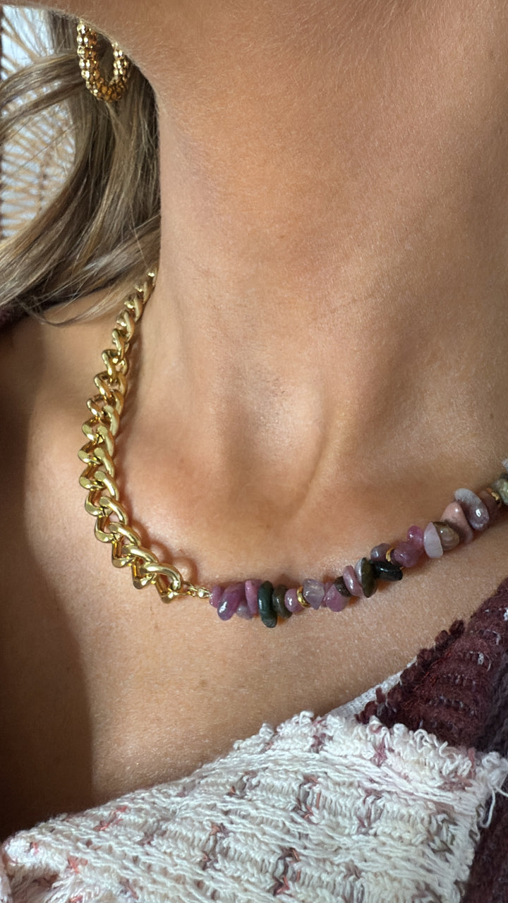 Treasure Jewels: Mauve Stone & Chain Necklace