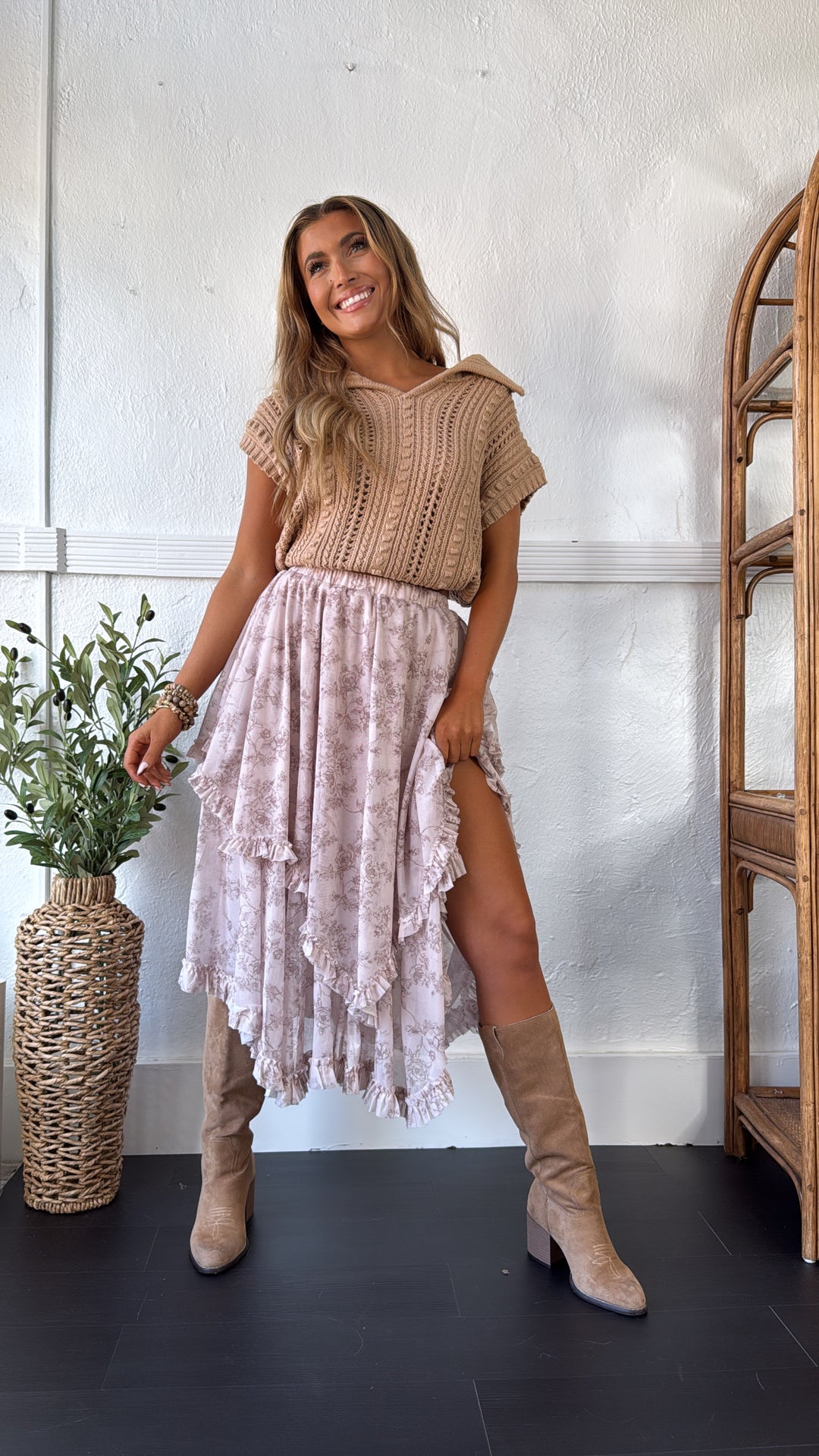 Hazel Bloom Maxi Skirt, Cream Multi