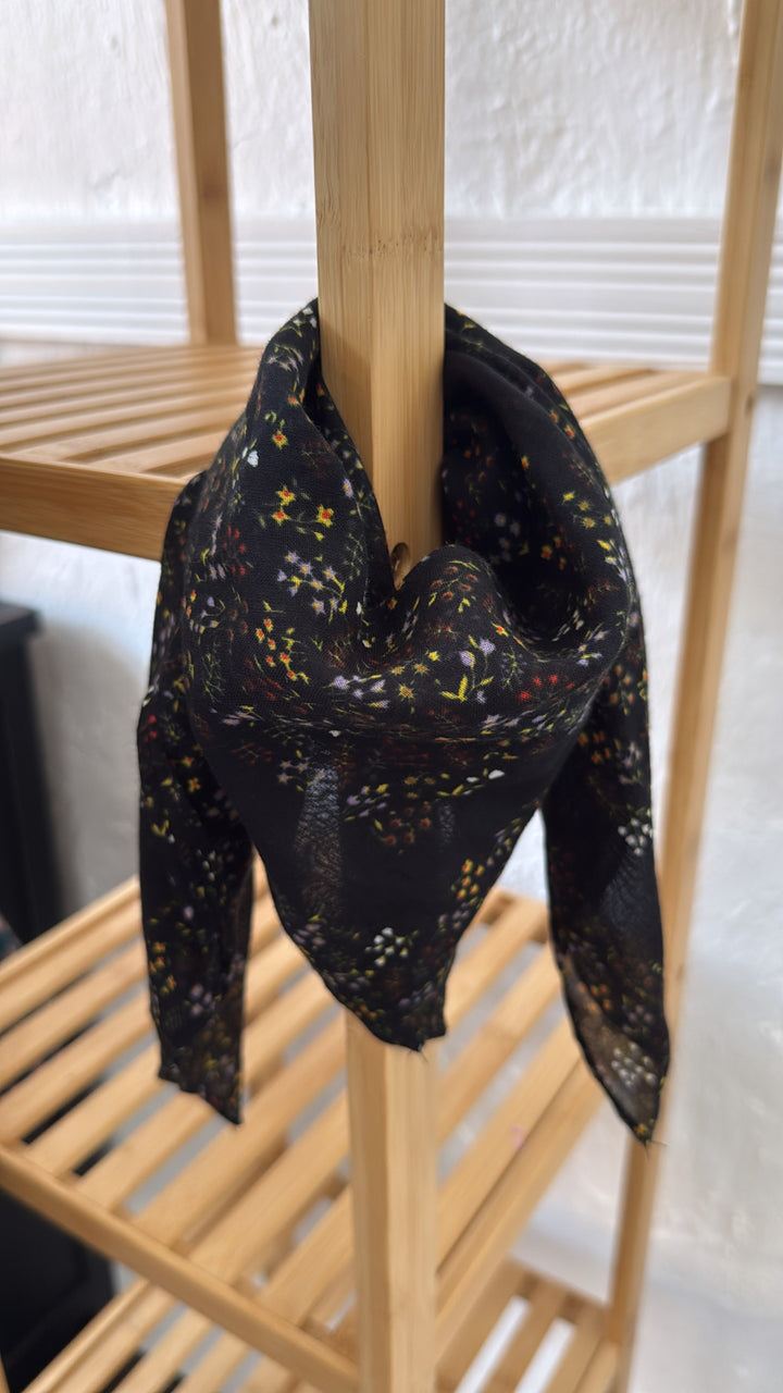 Flora Floral Twilly Scarf, Black