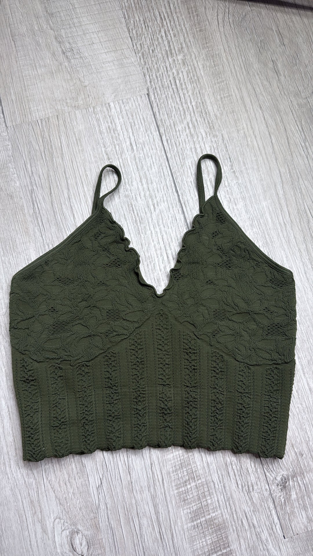 Lace Texture Bralette, Dk. Green