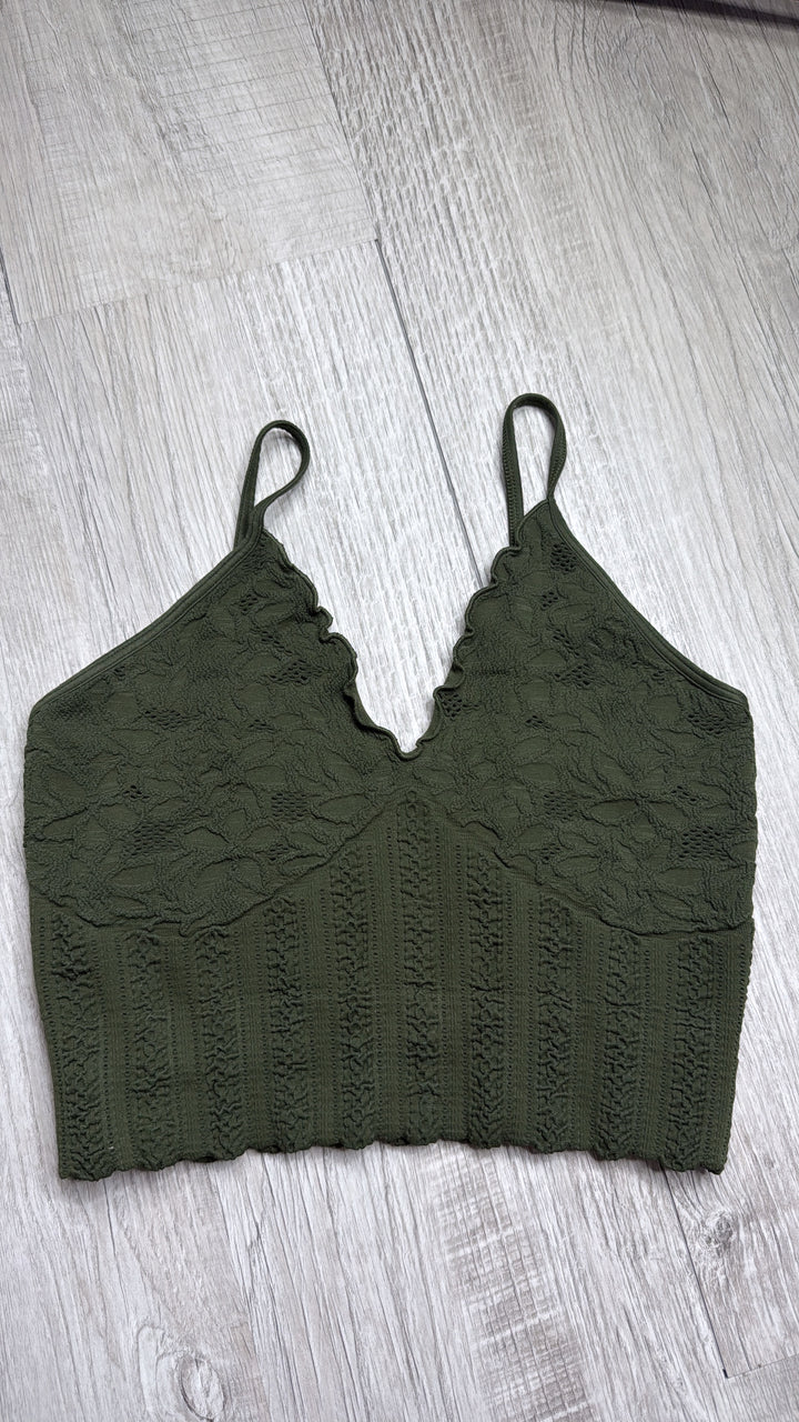 Lace Texture Bralette, Dk. Green