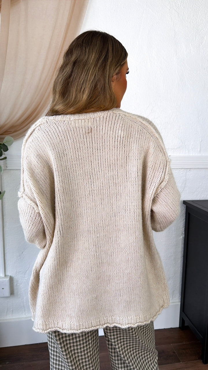 Oversized Knit Cardigan, Oatmeal