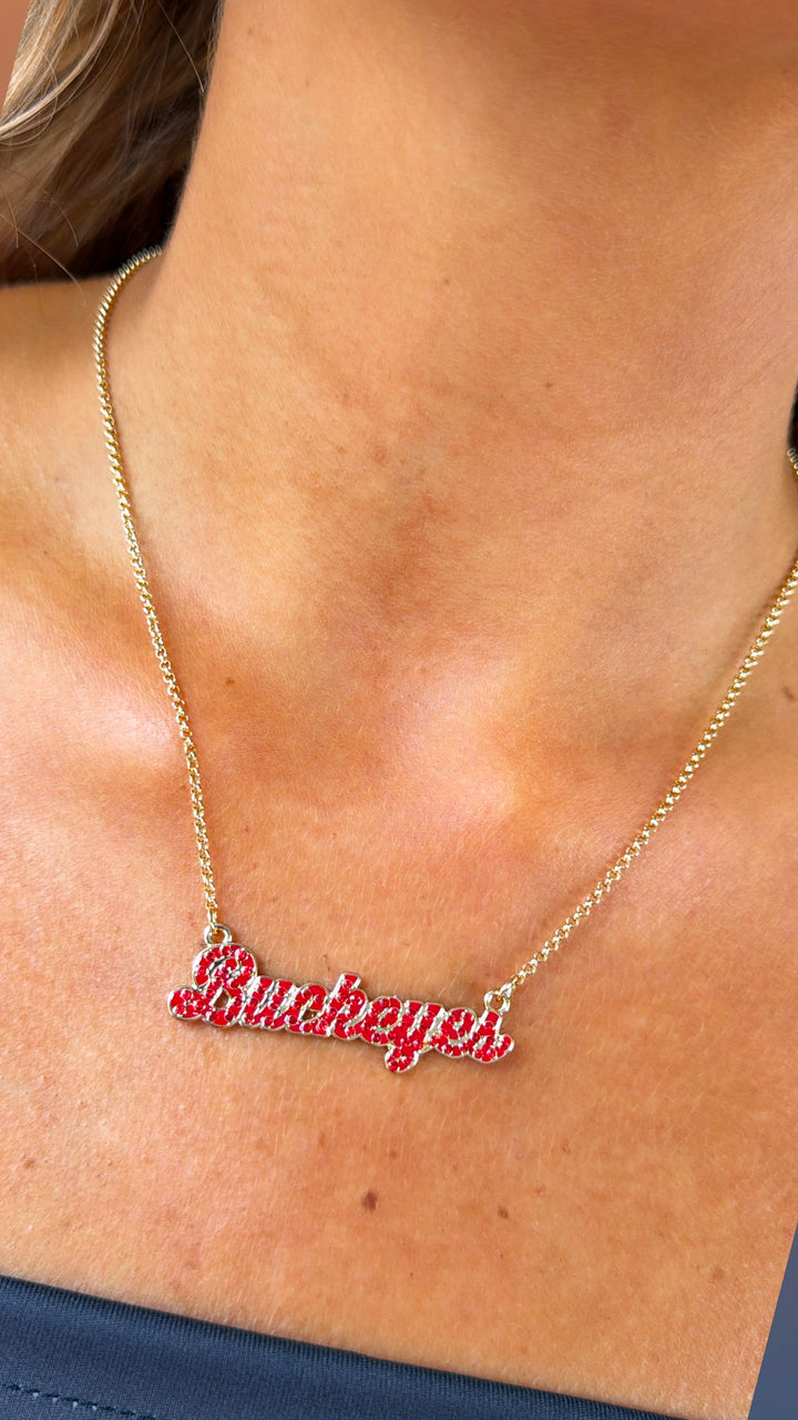 Buckeyes Outline Enamel Necklace
