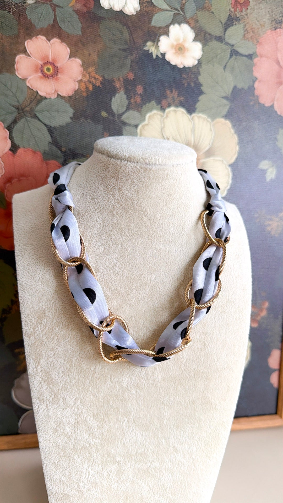 Polka Dot Charm Necklace, White/Black