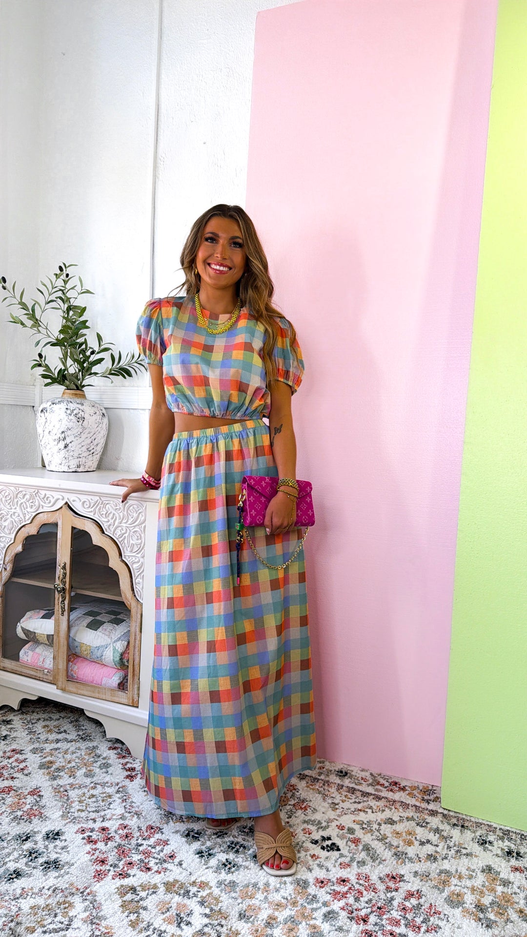 The Precious Plaid Midi Skirt, Multi
