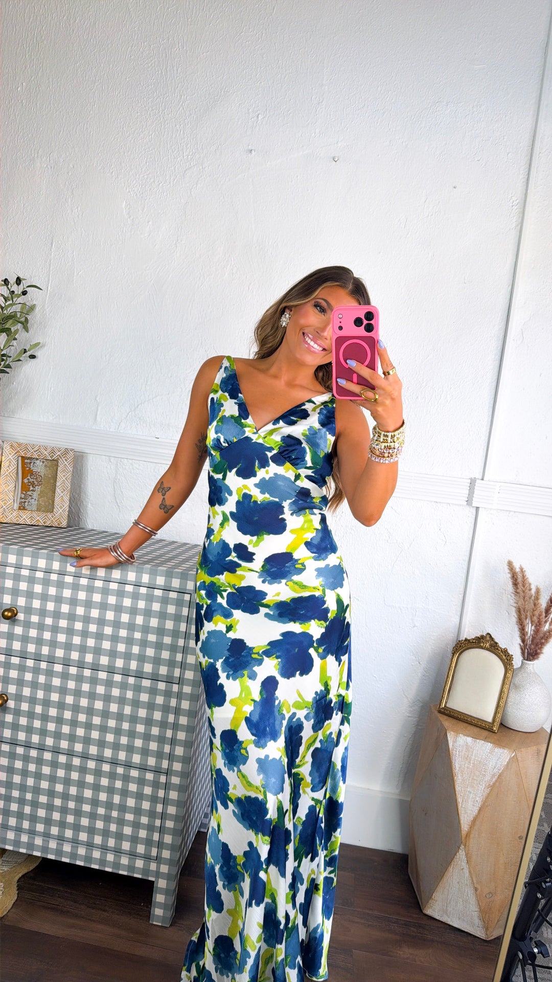 Garden Grace Maxi Dress, Blue