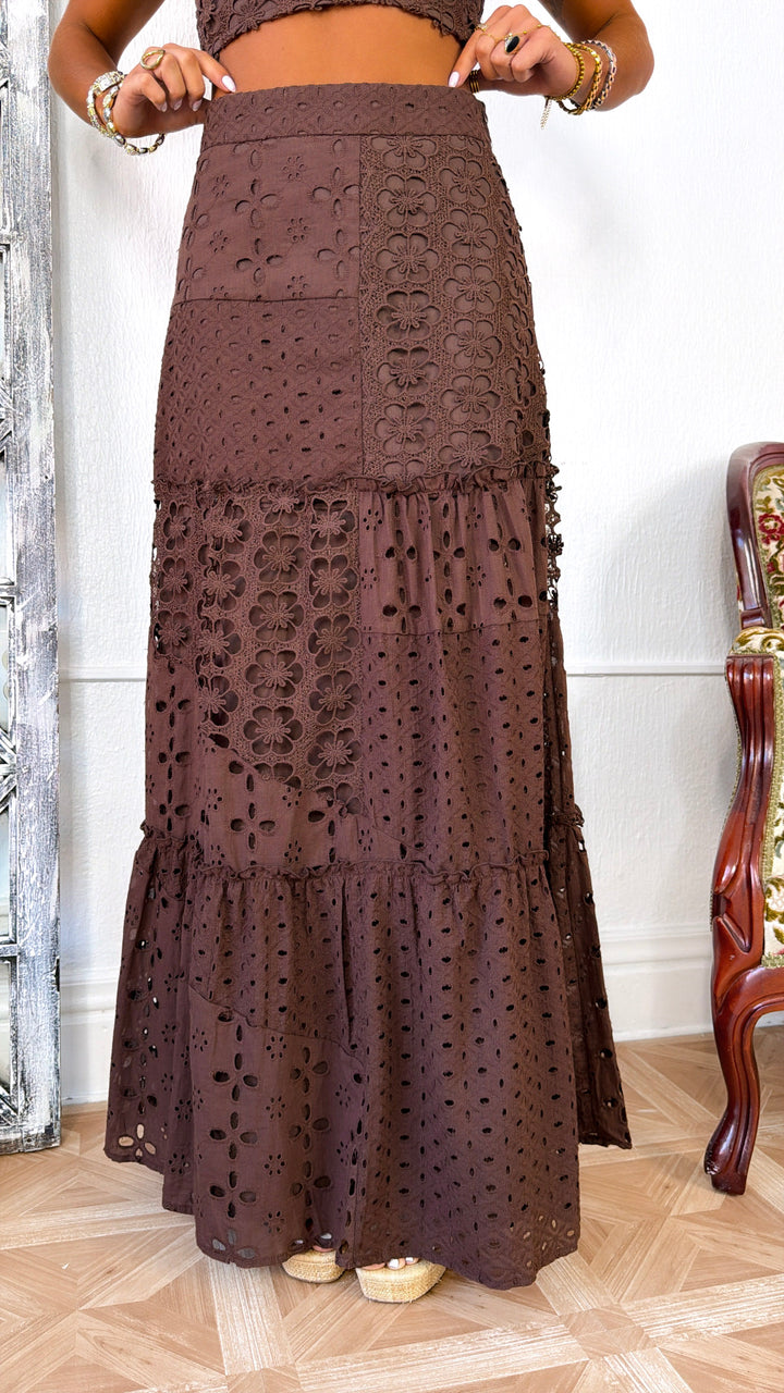 ECB Exclusive: Sunseeker Eyelet Boho Set, Chocolate Brown