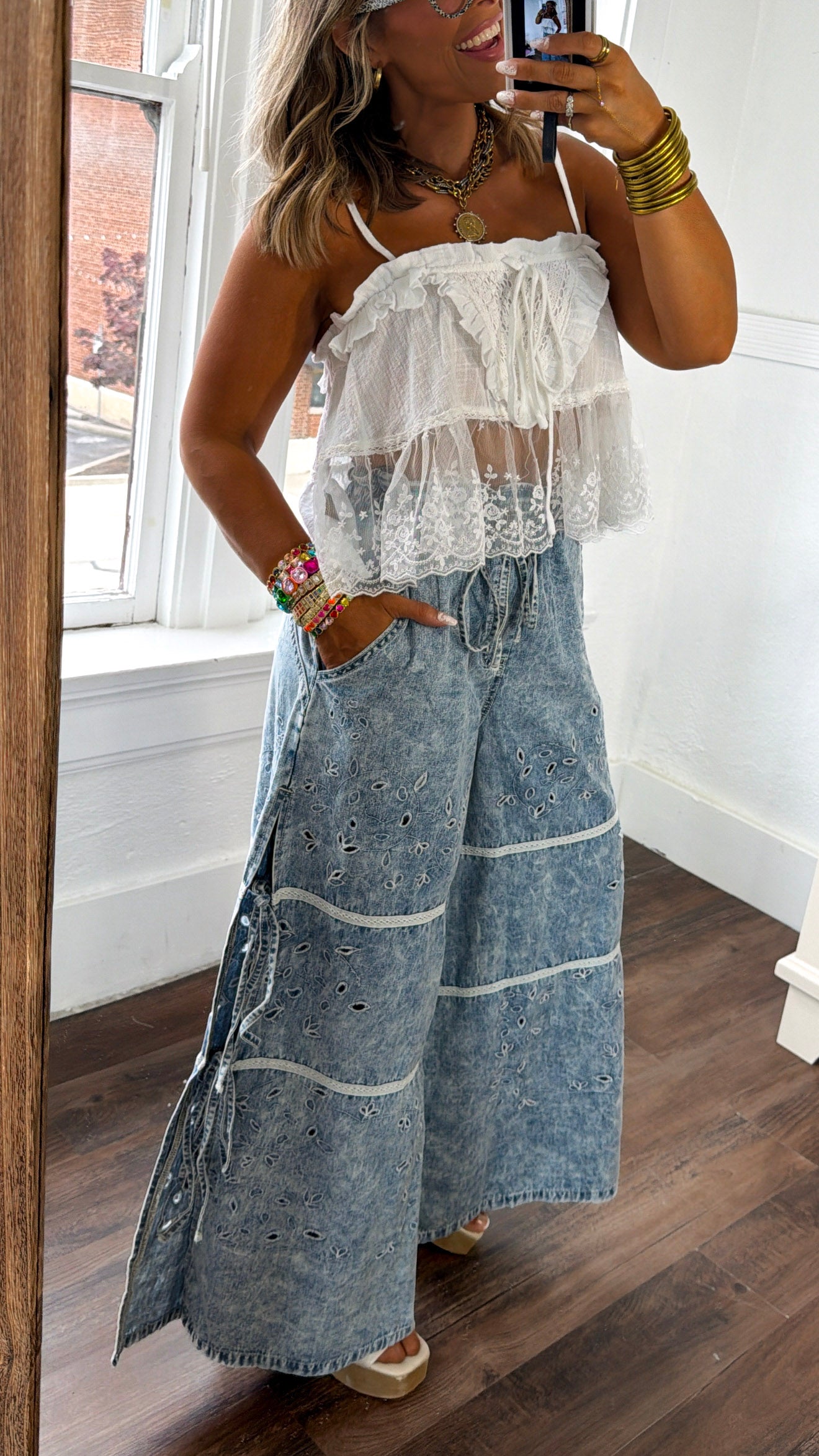 Embroidered Vine Pants, Denim – Everyday Chic Boutique