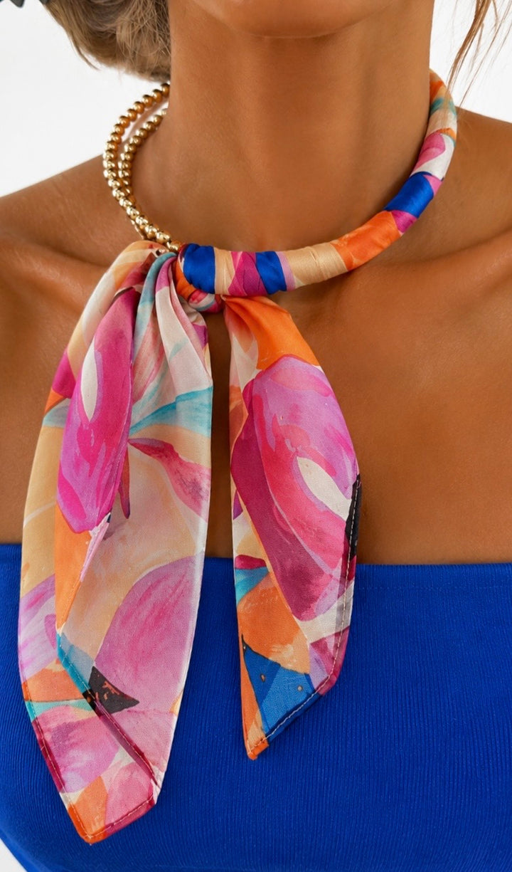 Half Bandana Necklace, Fuchsia Multi