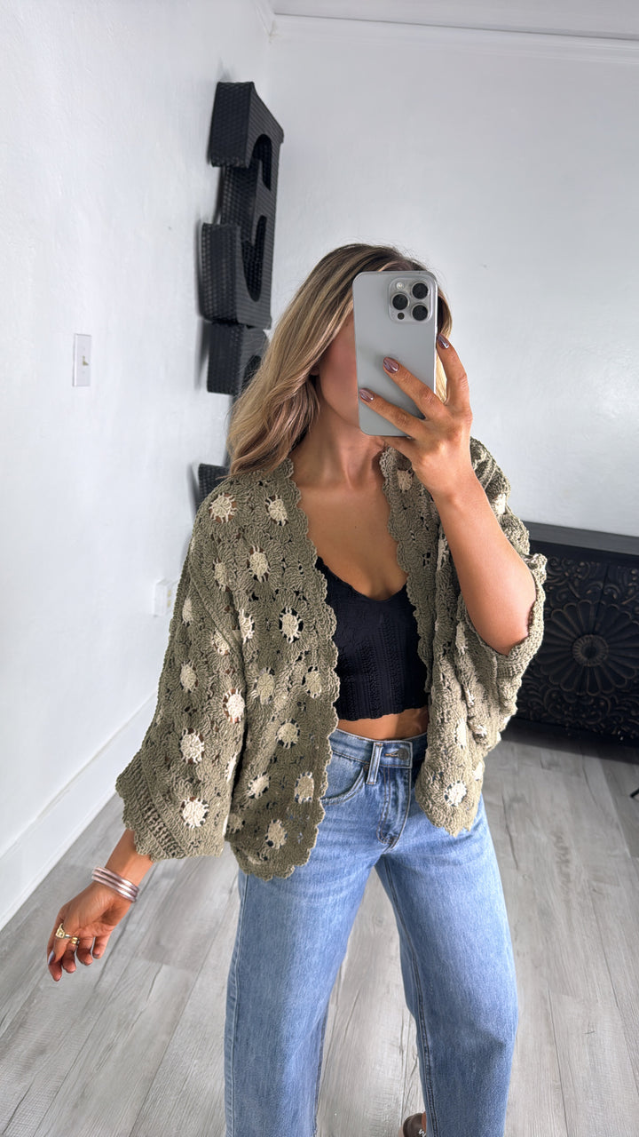 Harvest Drape Cardigan, Olive/Almond