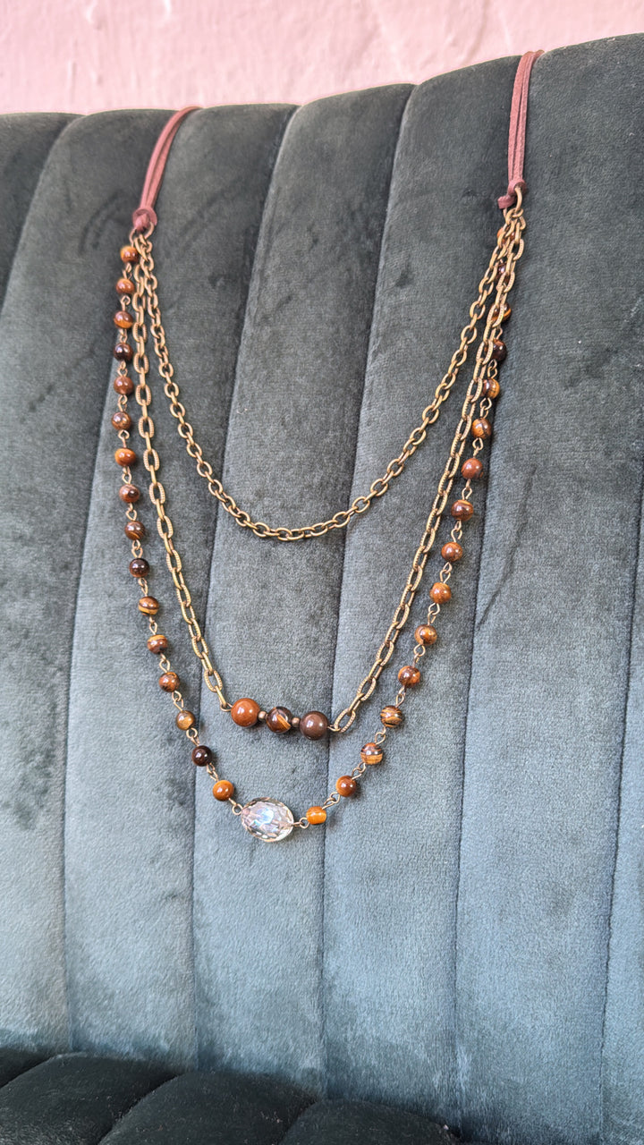 McKenna Layered Necklace, Tigers Eye