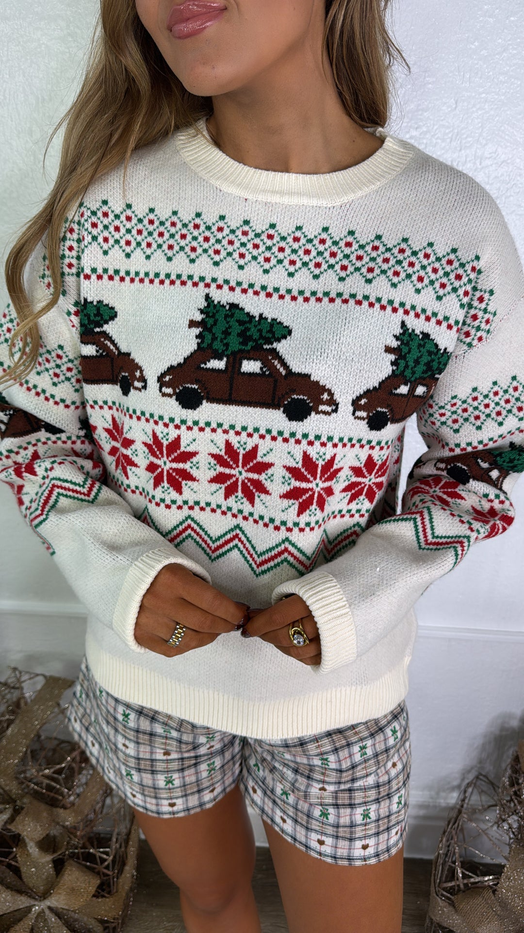 Christmas Tree Farm Sweater, Ivory/Combo