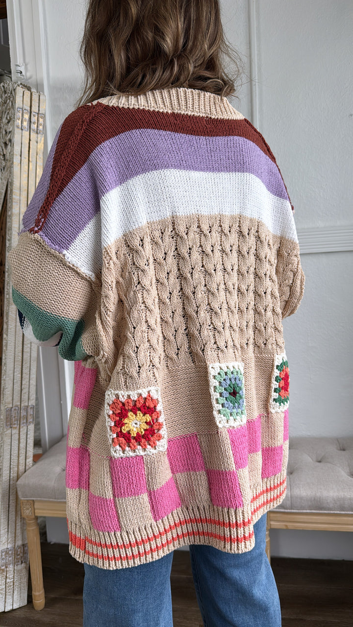 Sophie Color block Cardigan, Multi