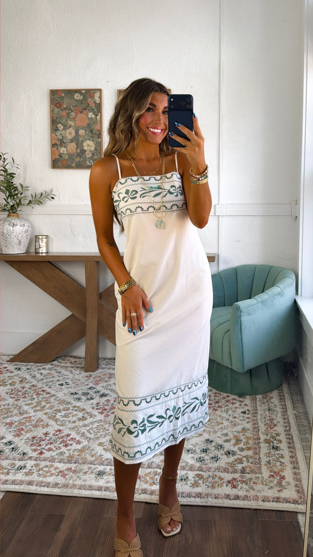 Coconut Current Midi Dress, Ecru
